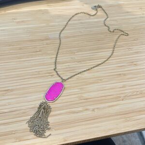 Kendra scott long necklace - gold with pink stone and gold tassels